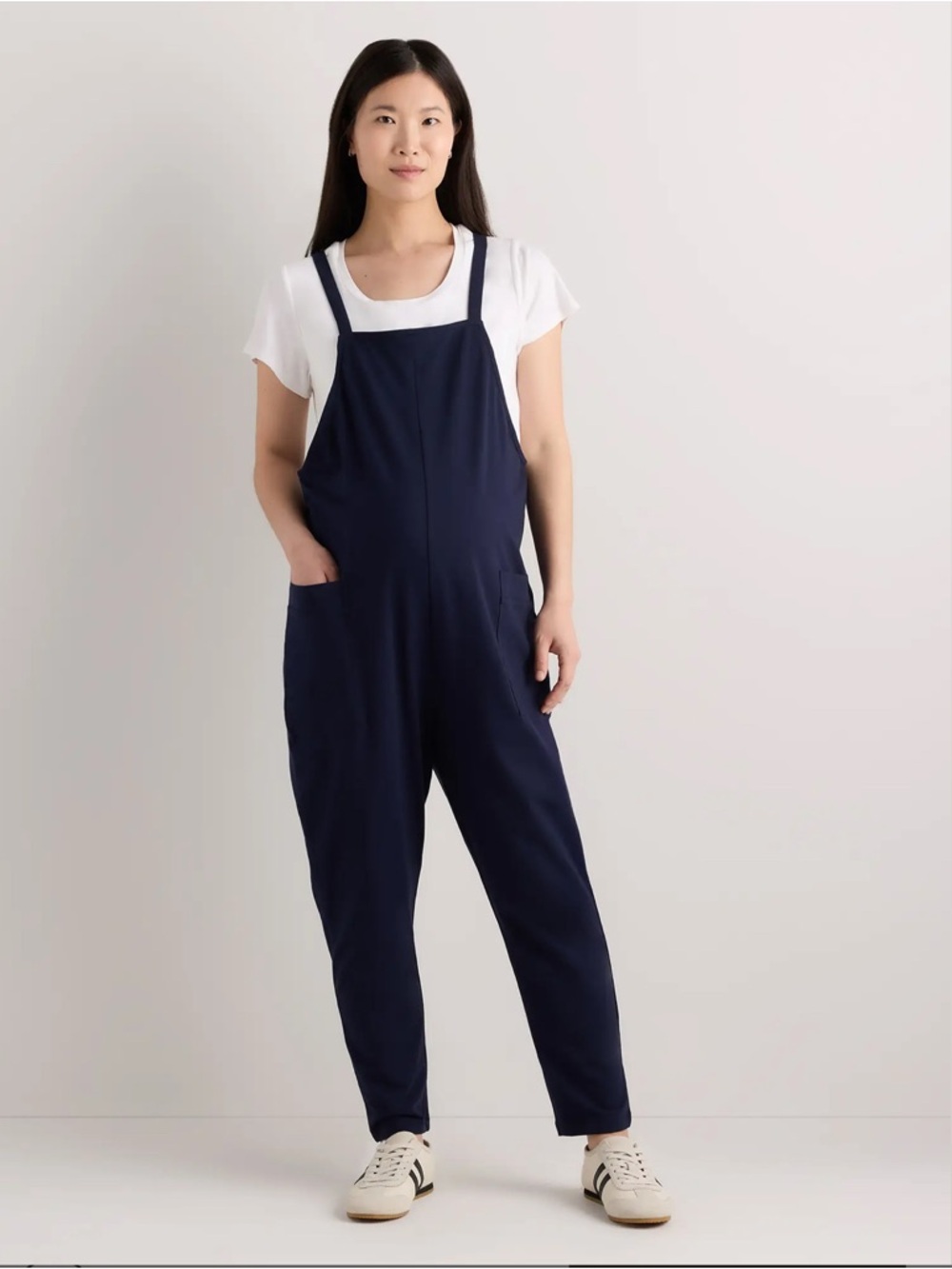 Quince Navy Blue Relaxed Cotton Jumpsuit